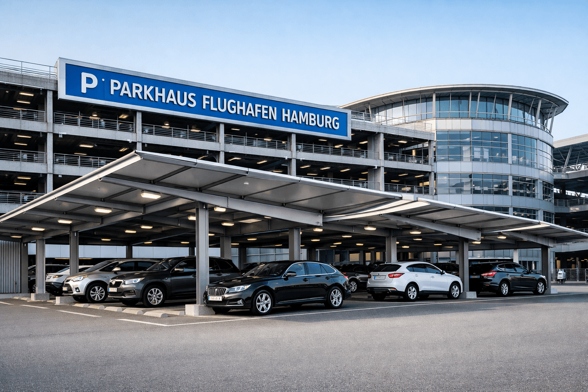 Überdachtes Parken am Flughafen Hamburg